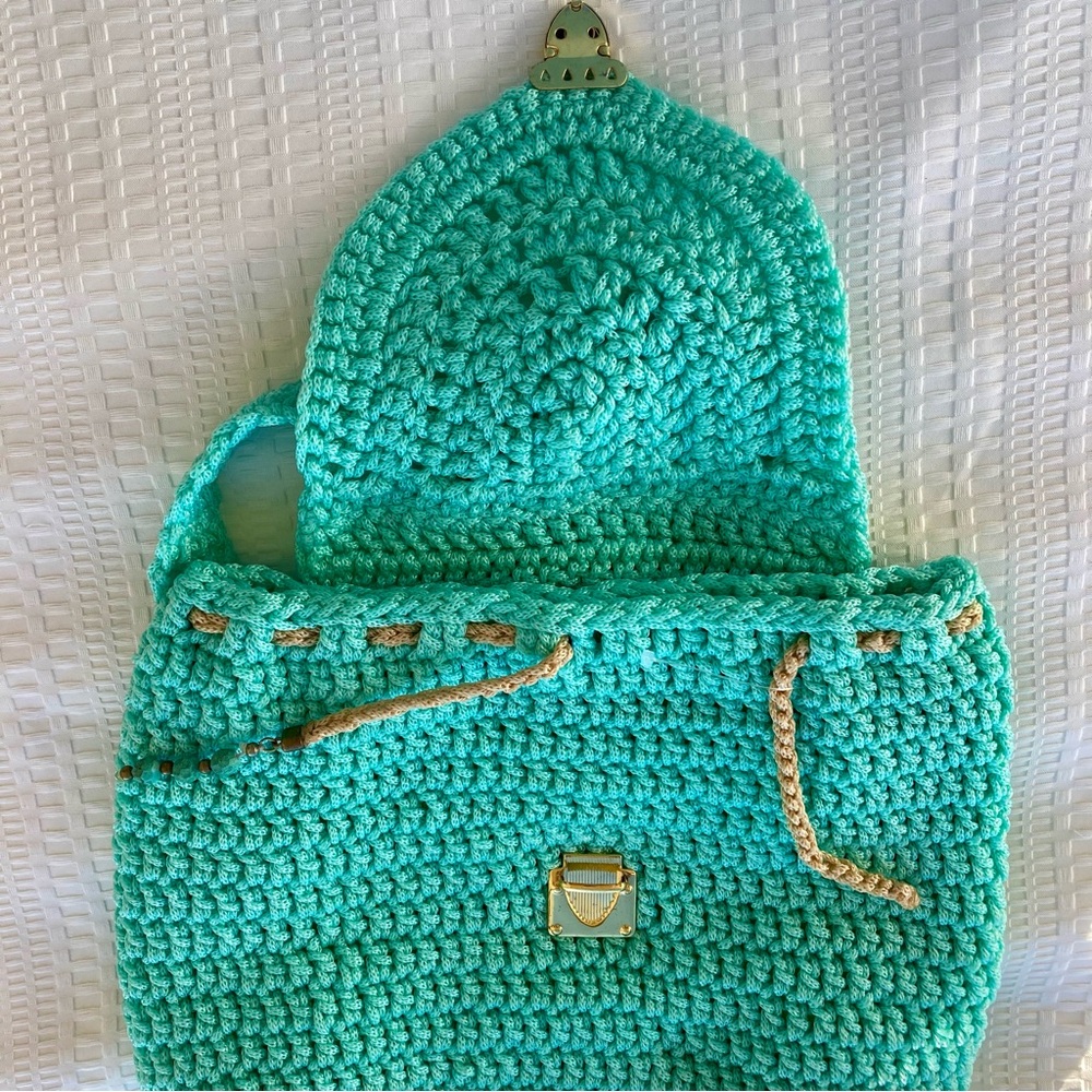Crocheted Drawstring Backpack - image 4